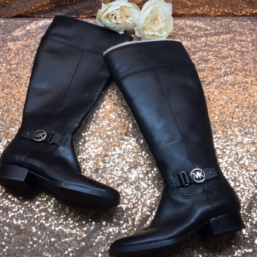Michael Kors Black Leather Knee High Boots 8M